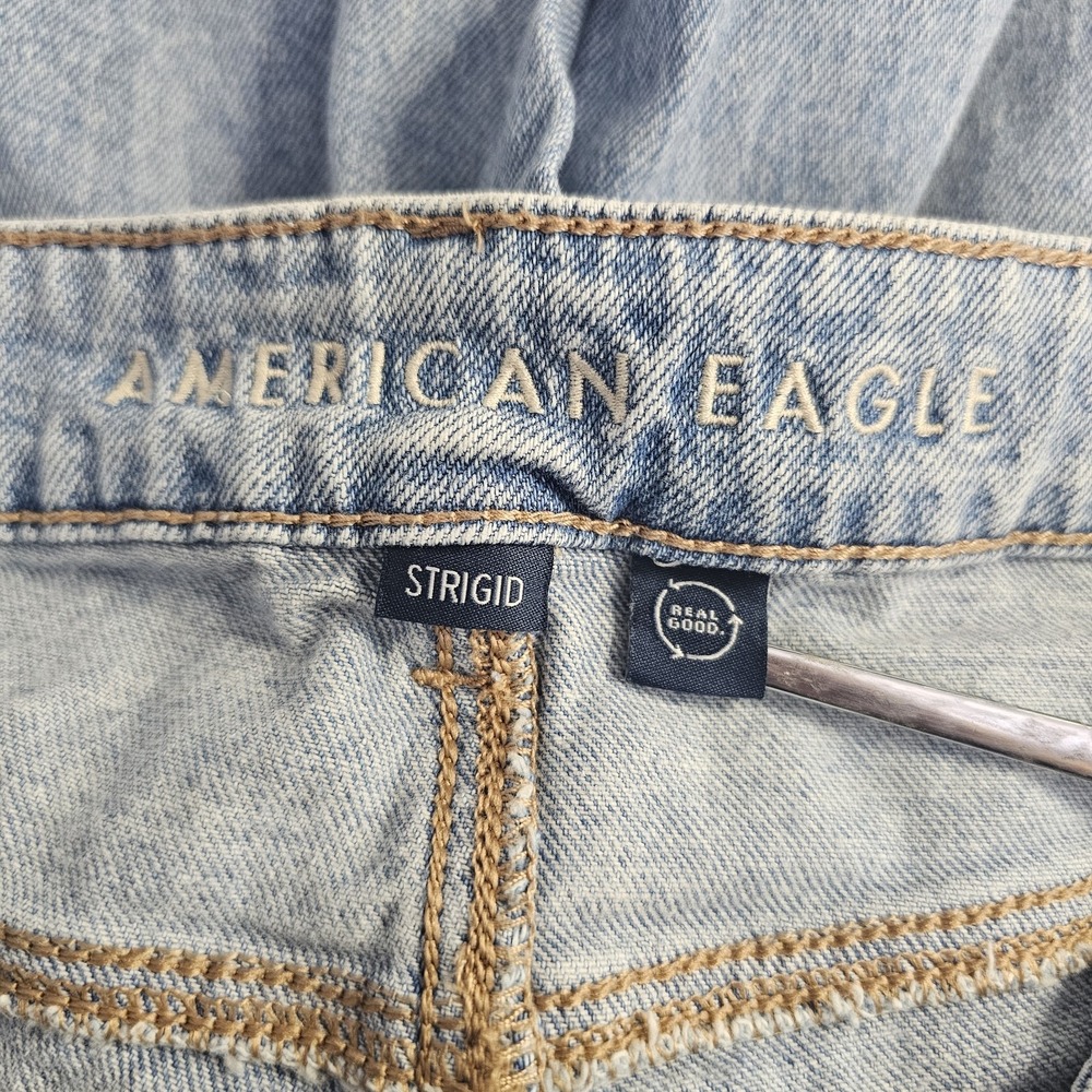 American Eagle Strigid Mom Jean Denim Size 12 Distressed Thrashed - Picture 6 of 10